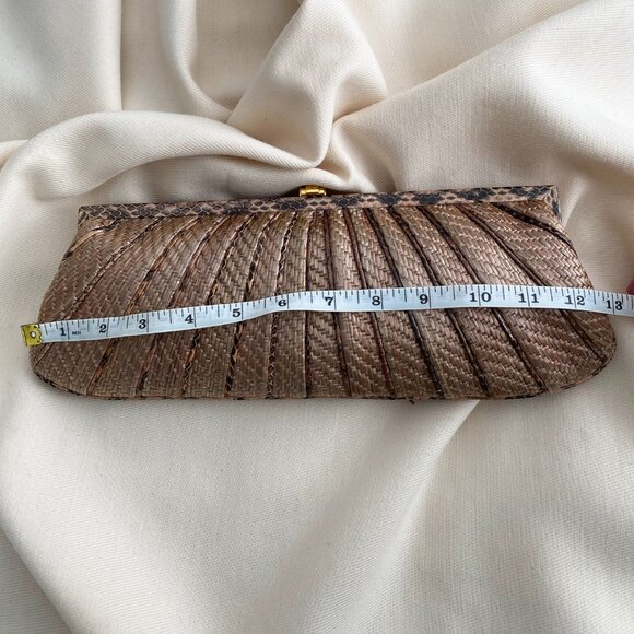 KOTUR Straw Evening Clutch w Snakeskin Trim - Picture 6 of 6